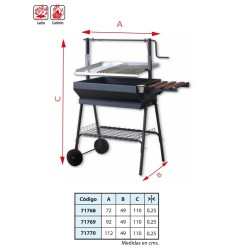 Barbacoa con Ruedas, Parrilla- Plancha Inox y Elevador