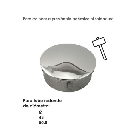 Tapón Acero Inoxidable Brillo Ref.13086.15/Ø43 | Ref.13086.17/Ø50.8