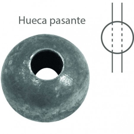 Bola de Hierro Forjado Hueca y Pasante Ø14mm Ref.07166.10 | Ø16mm Ref.07166.11
